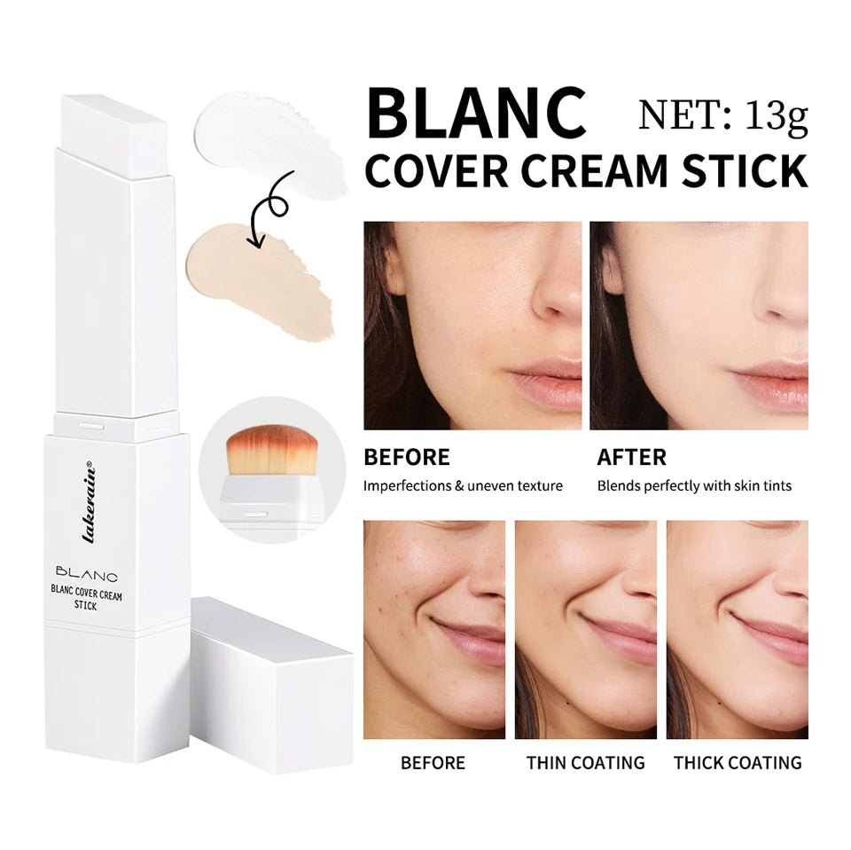Dual-Ended Waterproof Foundation Stick with Built-in Brush