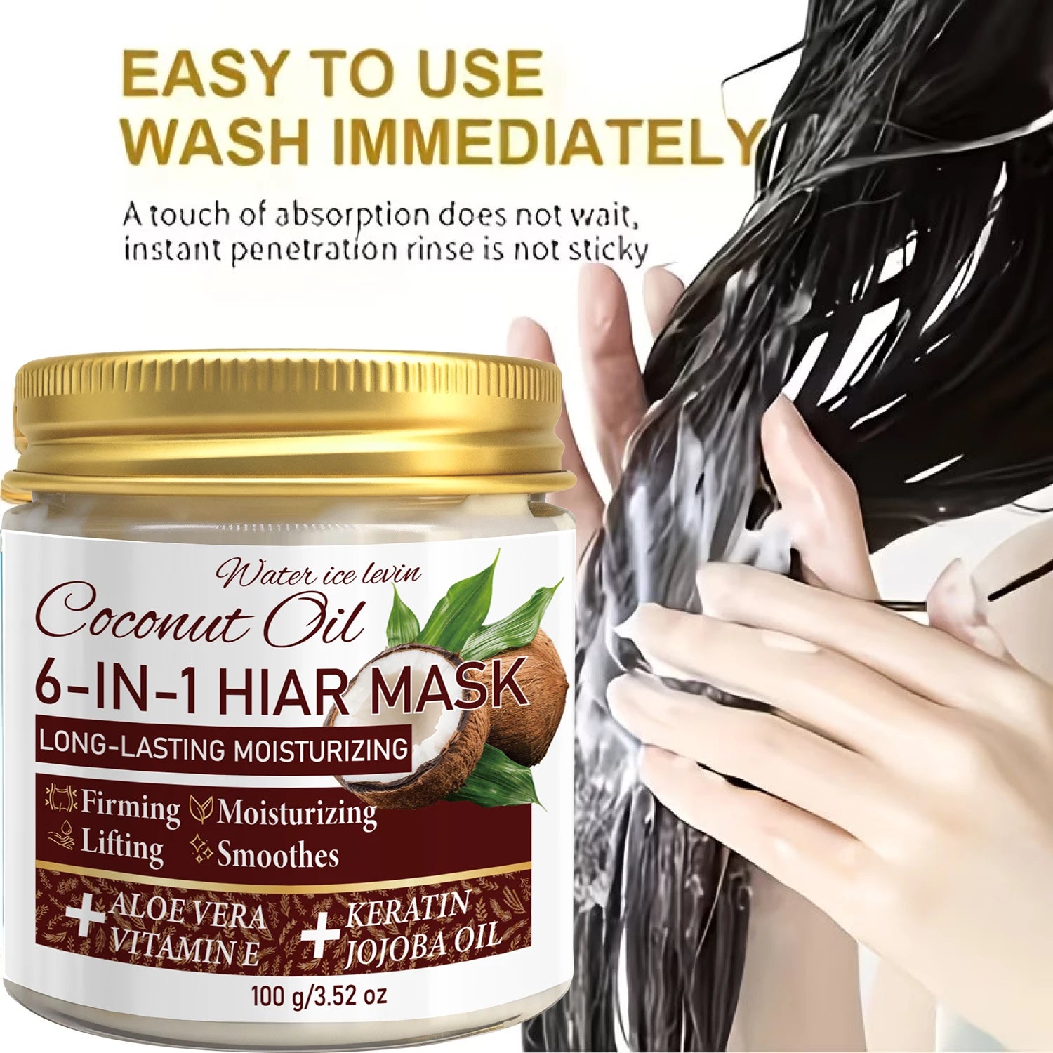 6-in-1 Coconut Hair Mask with Keratin and Jojoba Oil 100g - 10