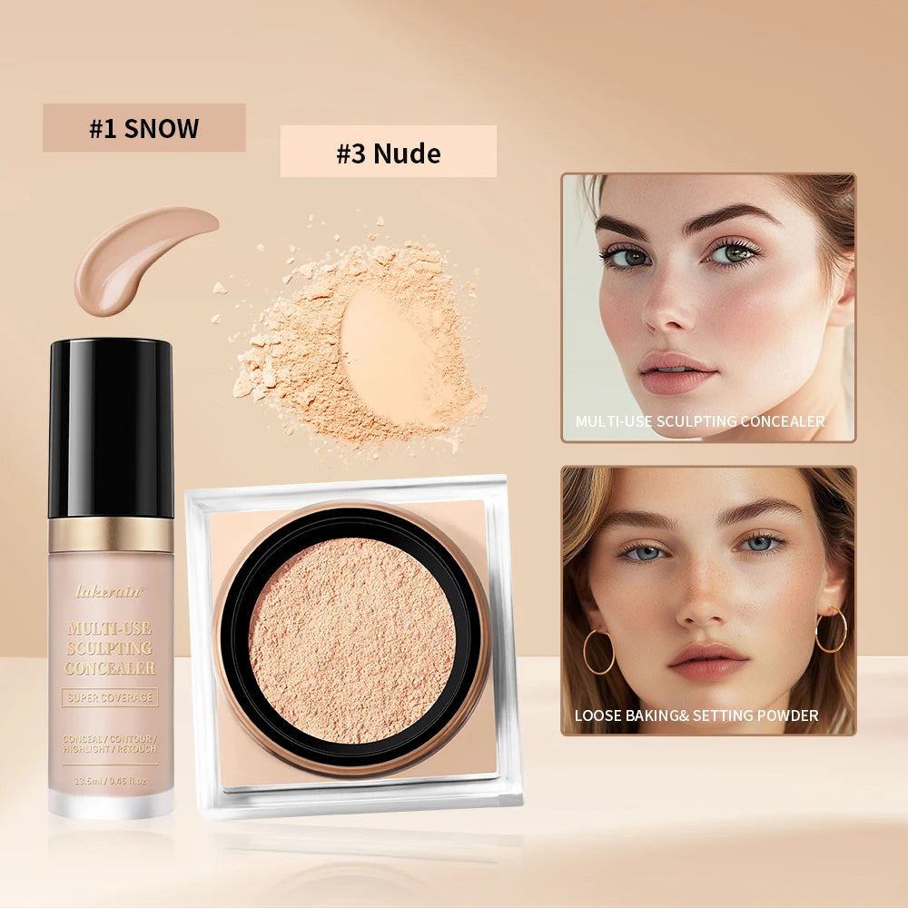 Face Concealer and Matte Setting Powder Makeup Set
