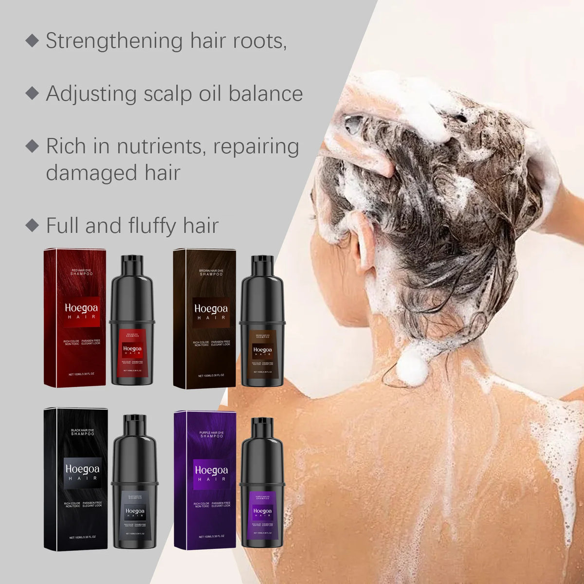 Instant Hair Color Dye Shampoo for Nourishing and Gray Coverage