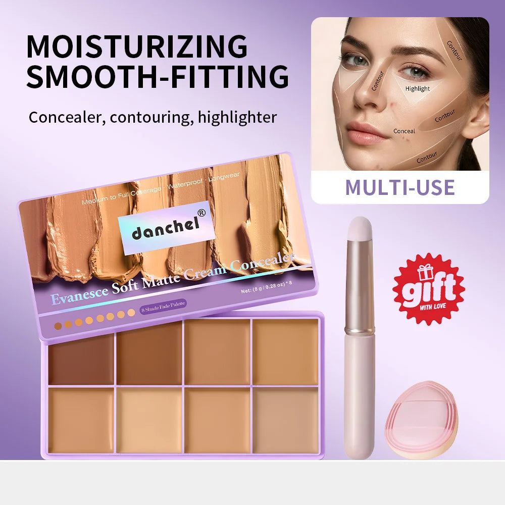 8-Shade Cream Concealer Palette and Contouring Kit - 1