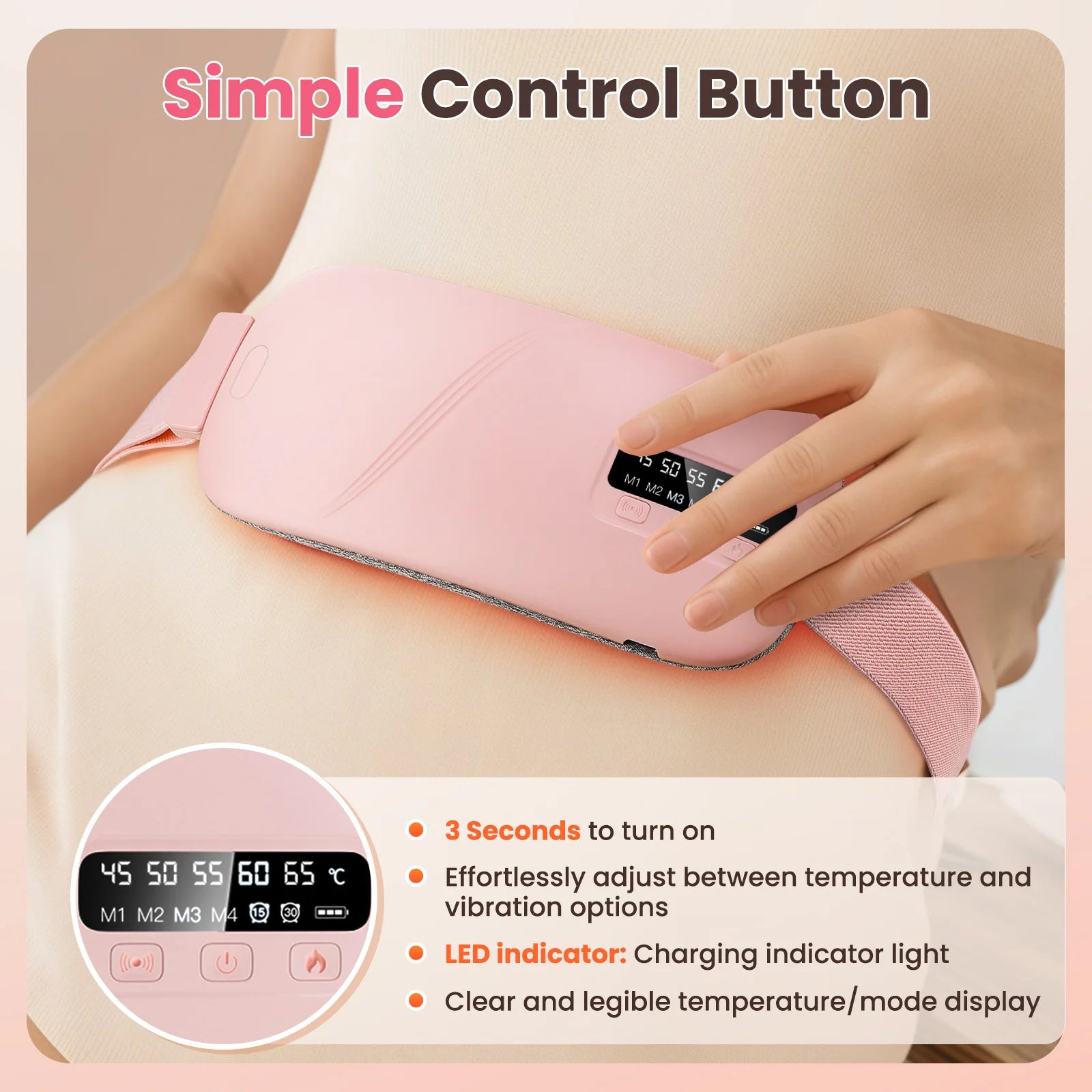 Cordless Menstrual Heating Pad with Vibration Massage - 12