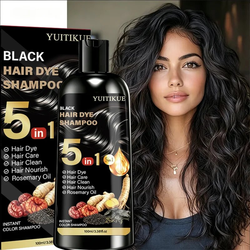5-in-1 Plant Based Hair Coloring Shampoo Gray Hair Coverage 100ml