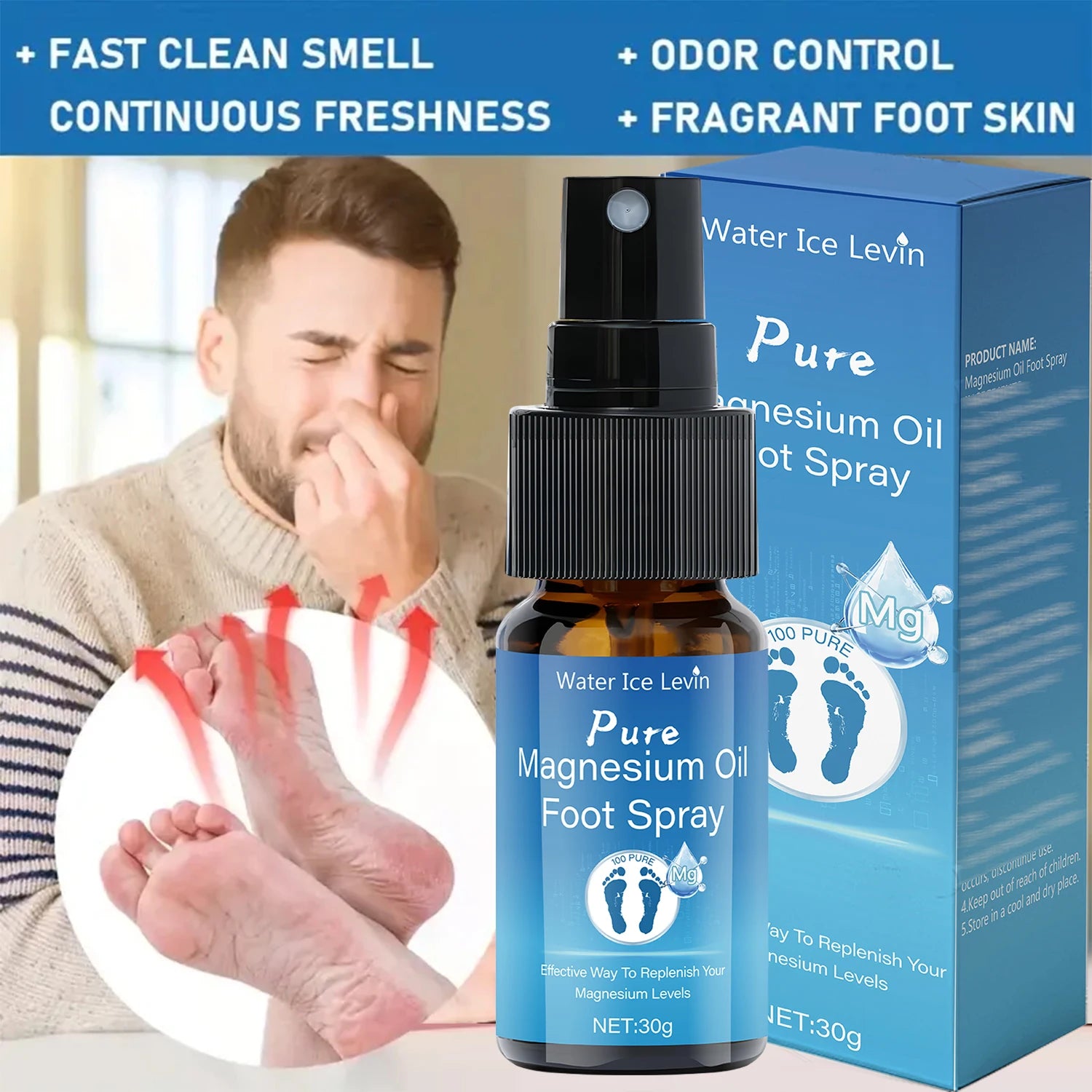 Pure Magnesium Oil Foot Spray with Vitamin E Moisturizing Skin Care - 2