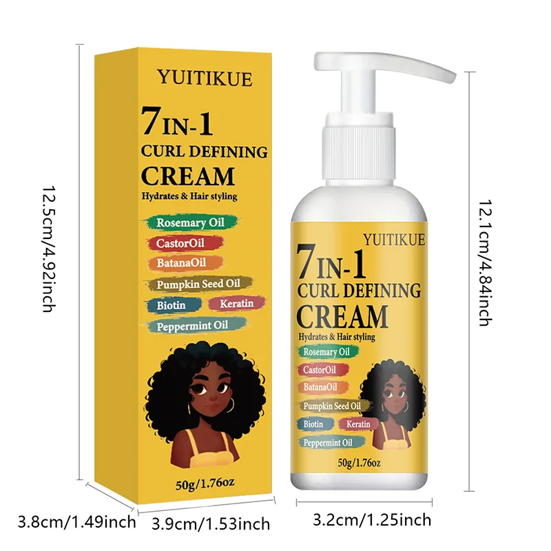 7 in 1 Curl Defining Hair Styling Cream with Rosemary and Castor Oil 50g - 16