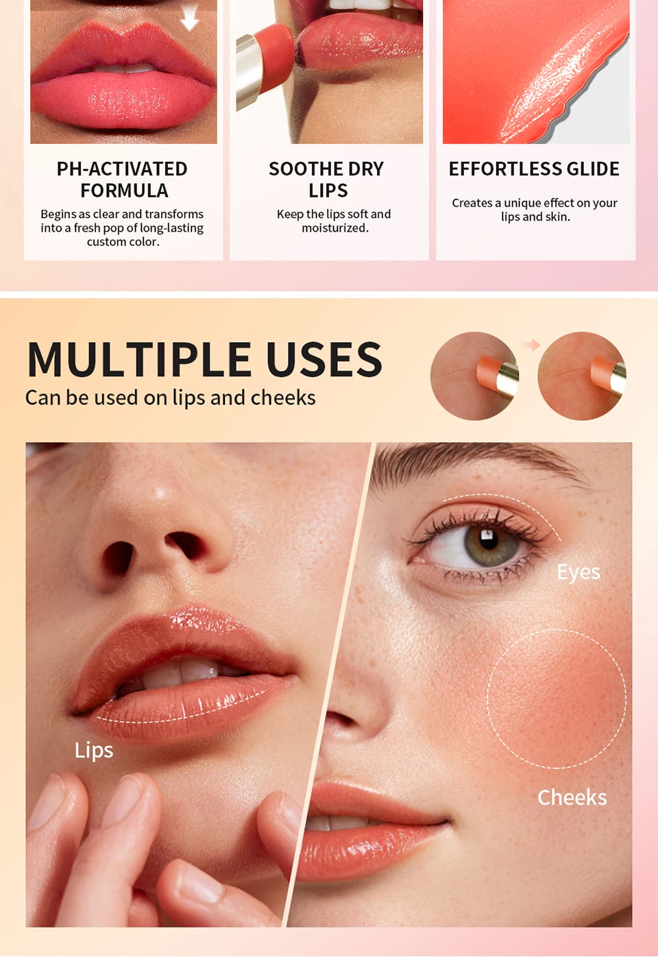 pH-Activated Color Changing Lip and Cheek Stain