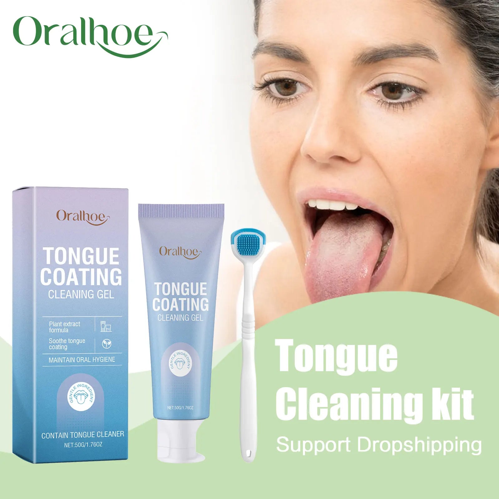 Tongue Cleaning Gel and Brush Kit for Fresh Breath - 1