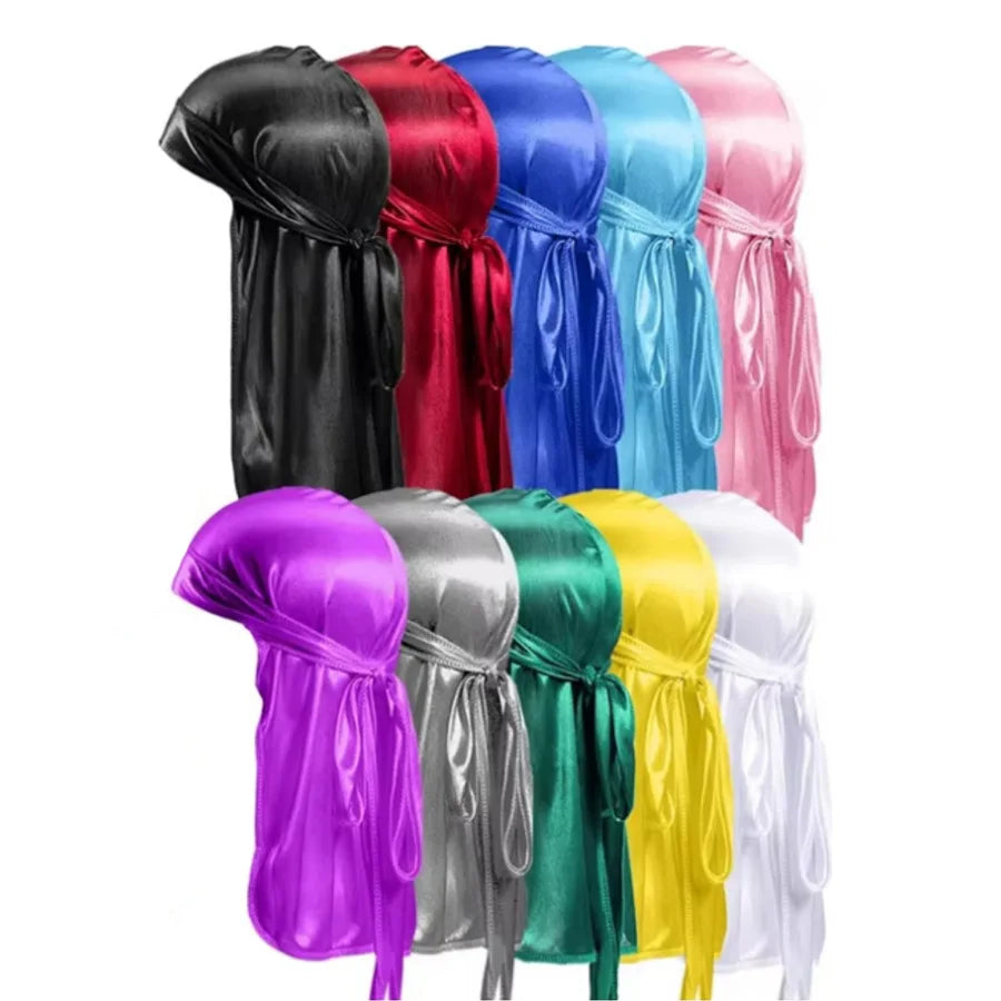 Silk Durag for Men Wave Cap Adjustable Breathable Hair Pirate Hat