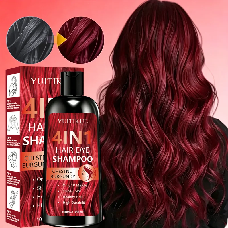 Chestnut Burgundy 4 in 1 Instant Hair Dye Shampoo 100ml
