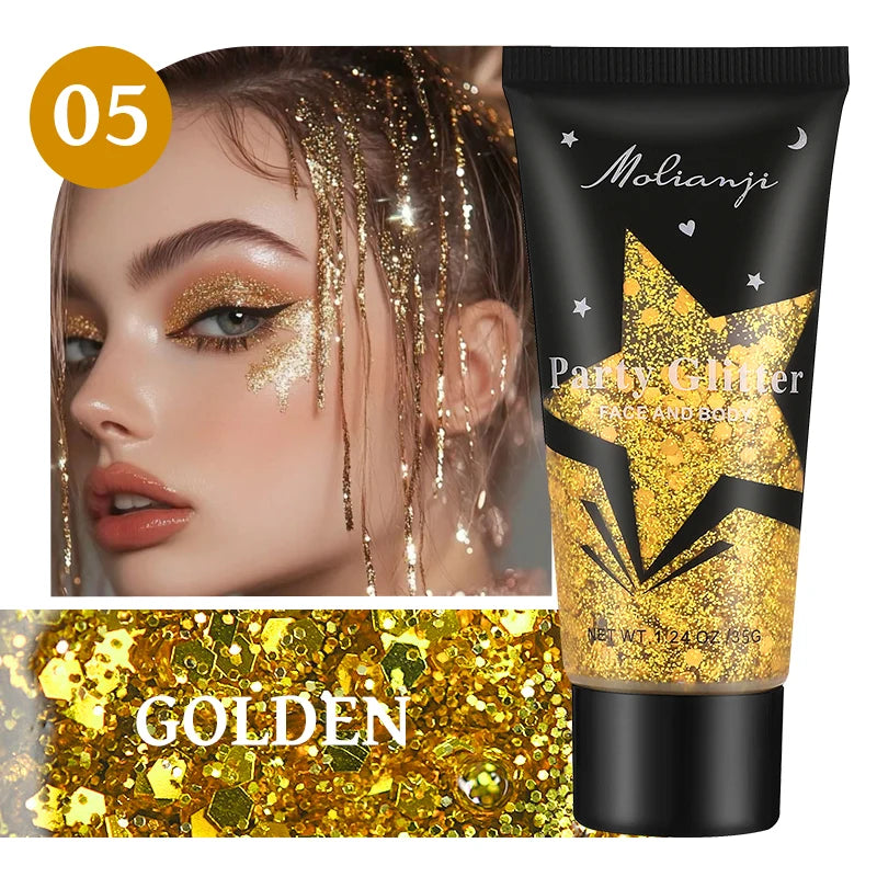 Molianji Glitter Gel Face and Body Shimmer Makeup for Parties - 25