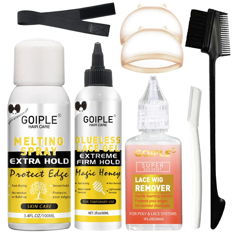 8 Piece Lace Wig Installation and Removal Kit with Melting Spray and Gel