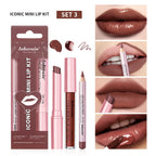3-Piece Waterproof Matte Lipstick and Lip Liner Makeup Set