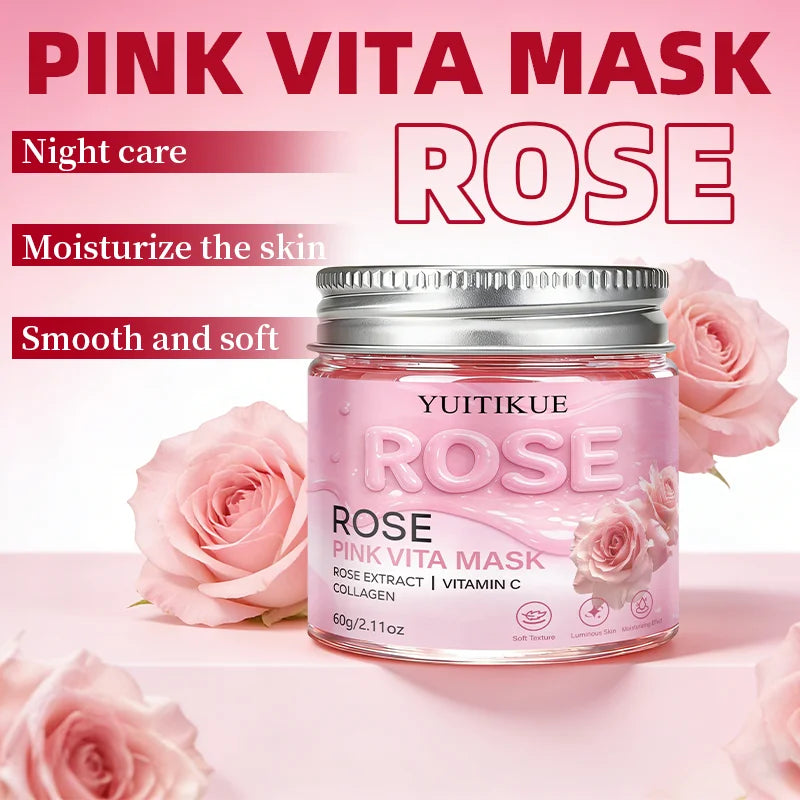 YUITIKUE Rose Pink Vita Mask 60g Collagen Vitamin C Face Treatment - 12