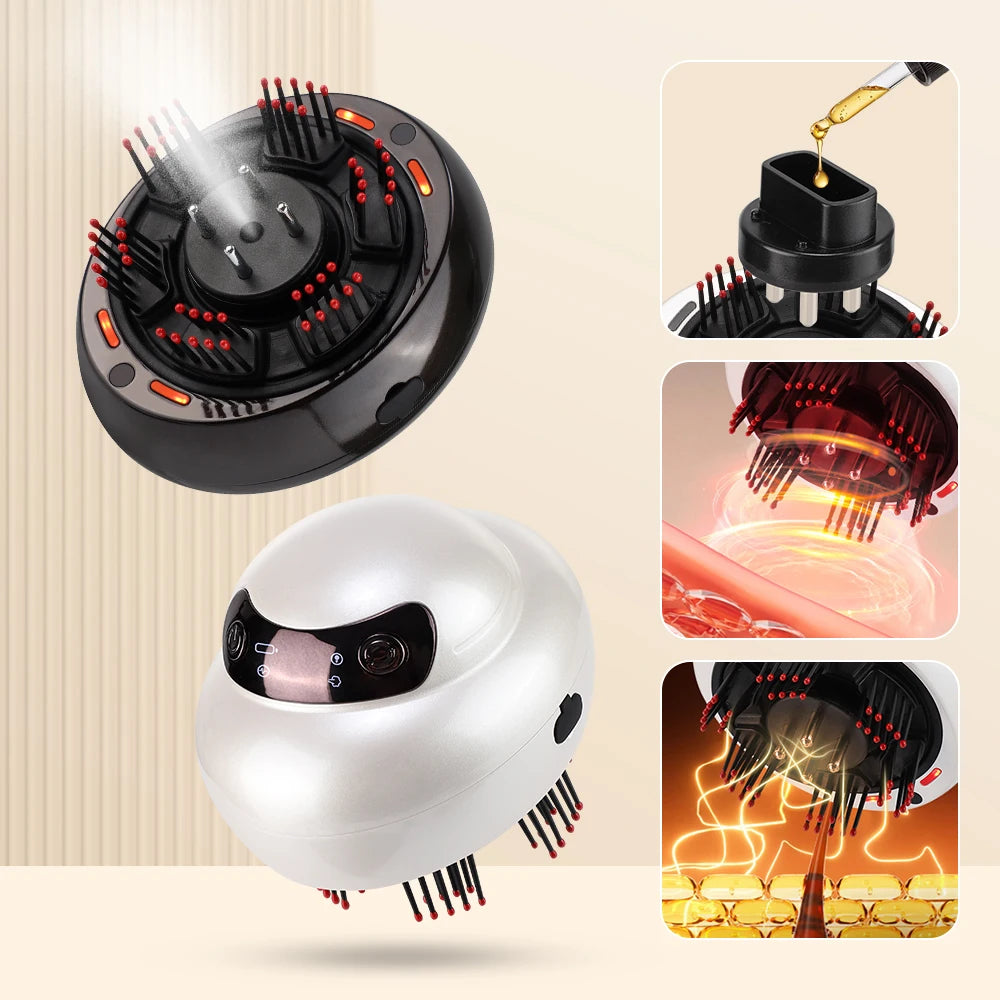 Electric Scalp Massager and Hair Oil Applicator with LED Light Therapy