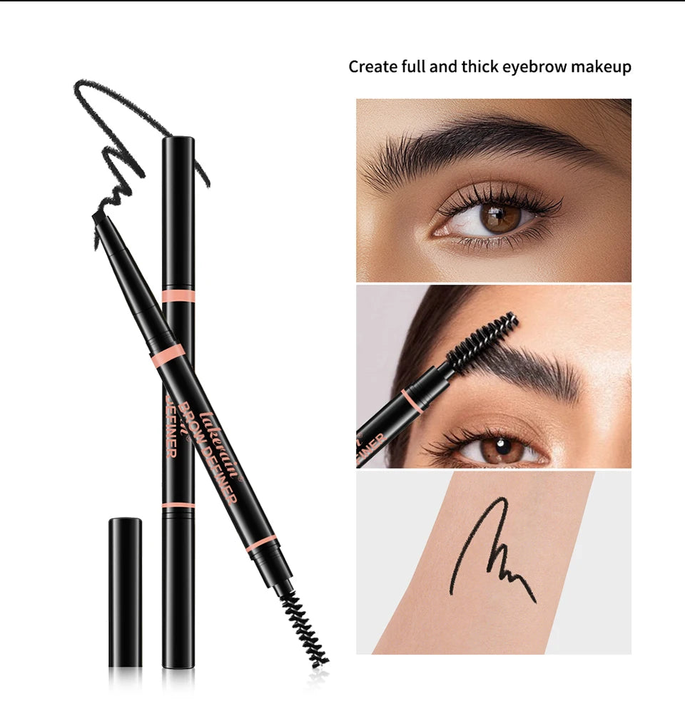 Waterproof Triangular Eyebrow Pencil with Grooming Brush