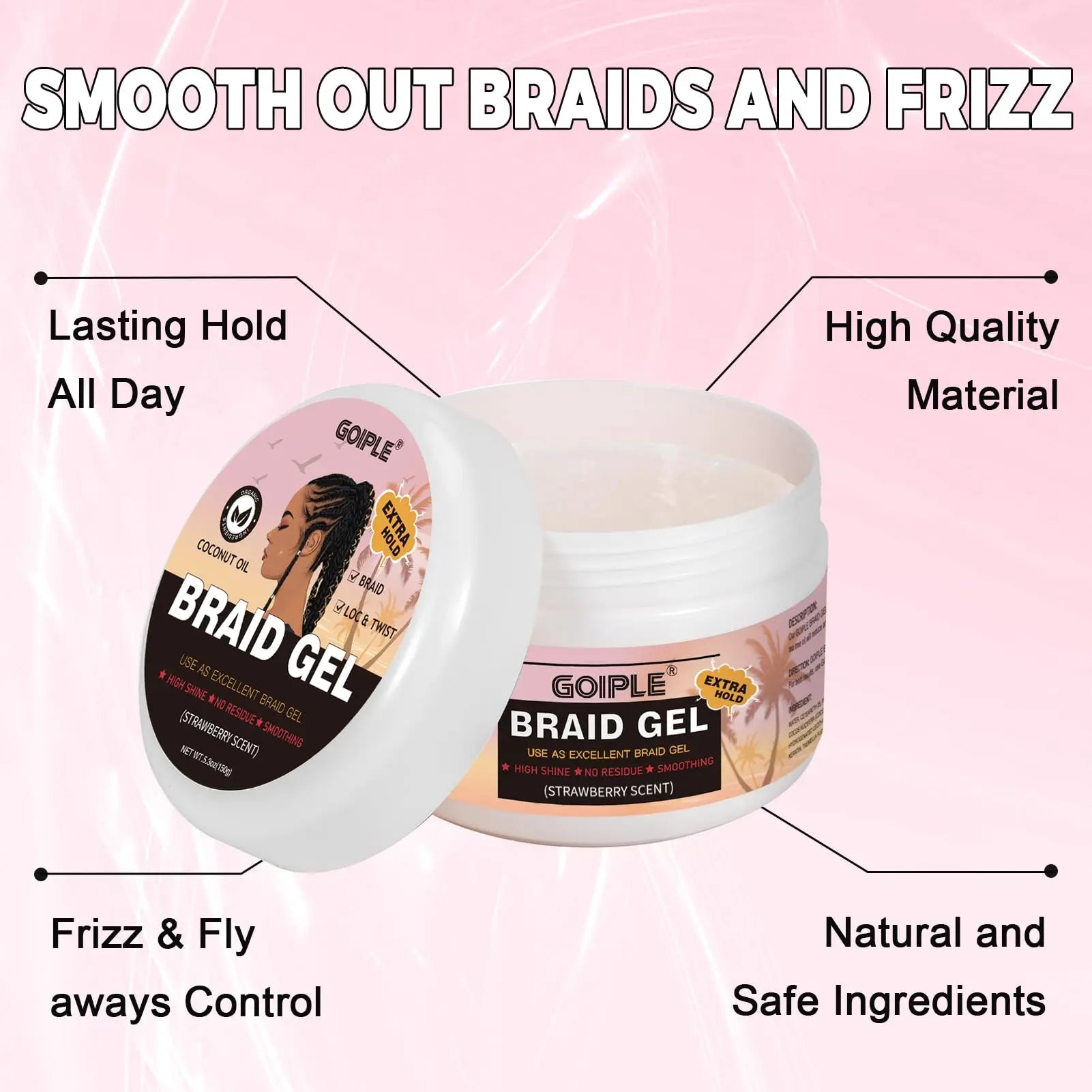 Goiple Strawberry Braid Gel Loc and Twist Styling Pomade 150g - 2