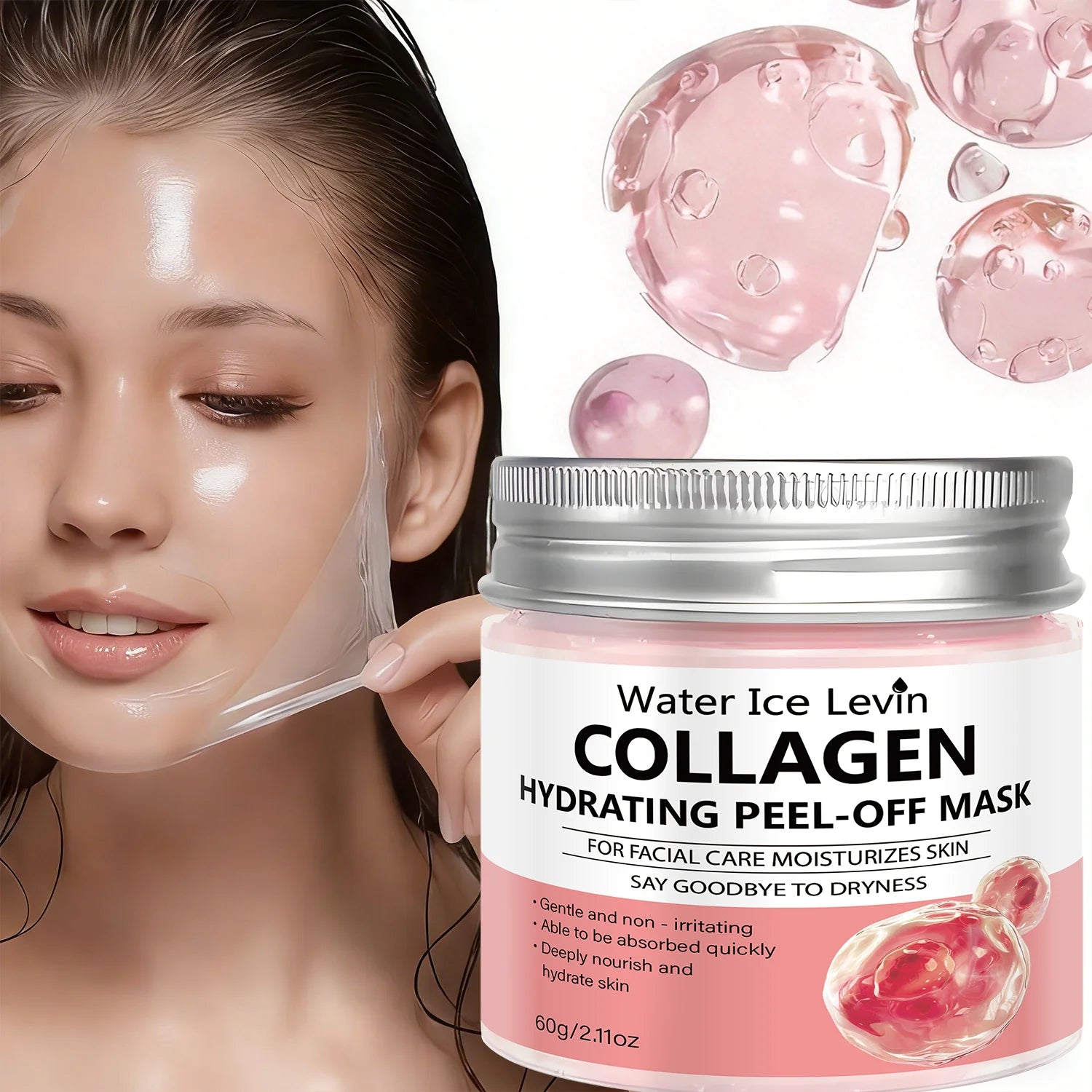 Collagen Hyaluronic Acid Peel Off Mask Hydrating Facial Treatment 60g - 2