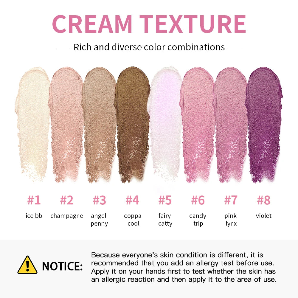 8-Color Cream Highlighter and Contouring Palette