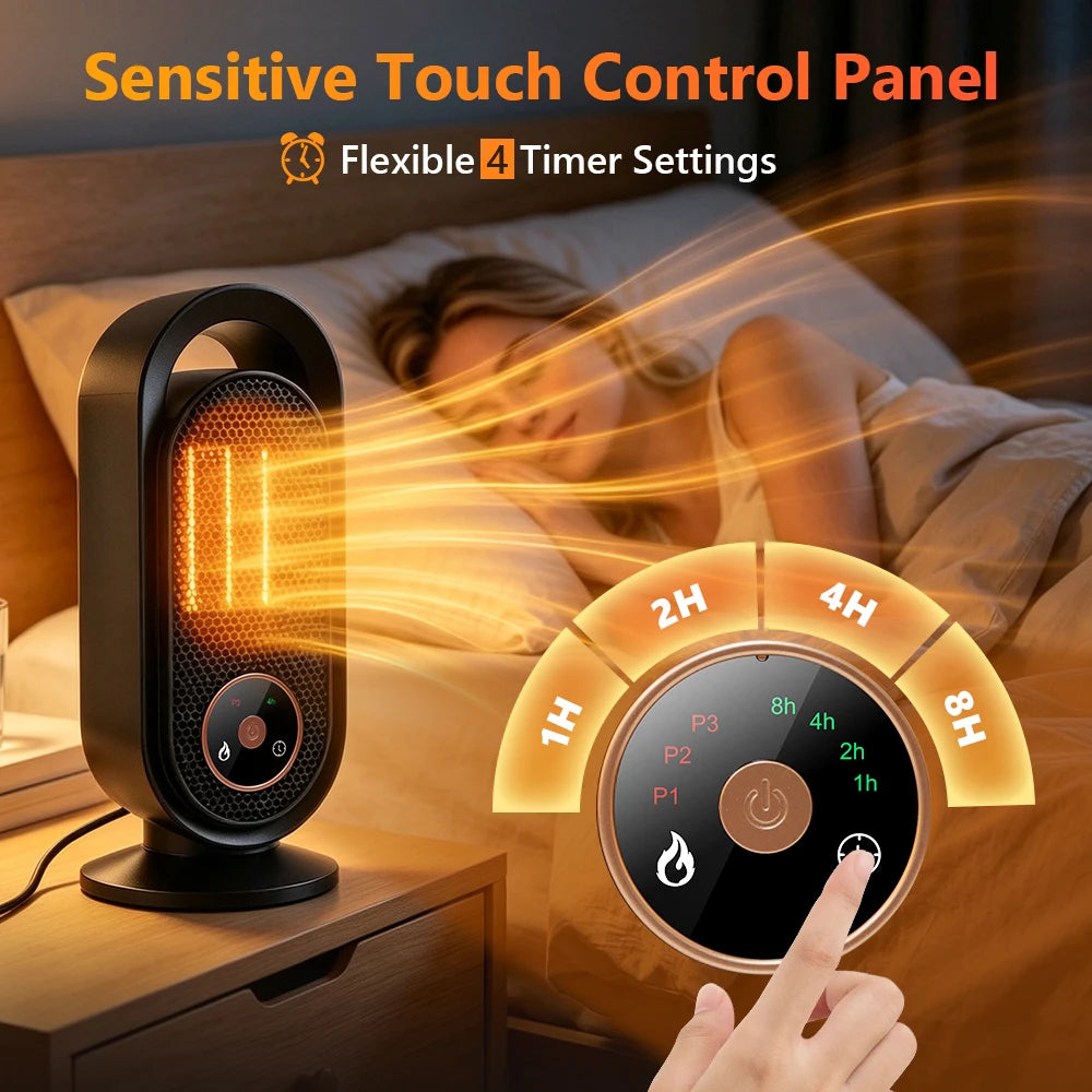 Portable Ceramic Space Heater with Timer and Touch Control