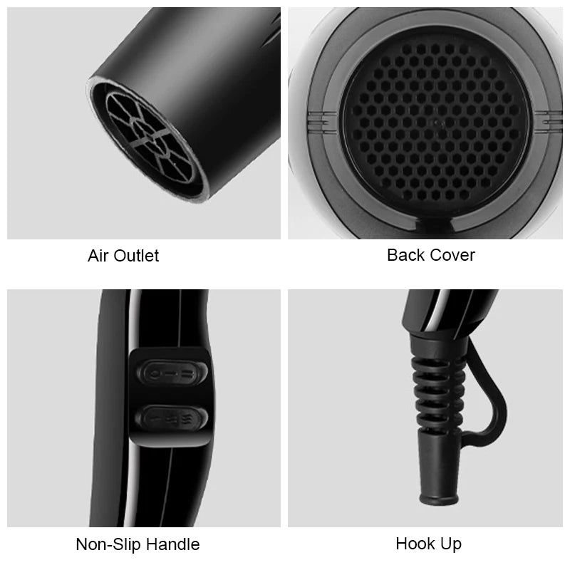 Professional Ionic Hair Dryer 2200W Fast Drying Blow Dryer with Nozzles