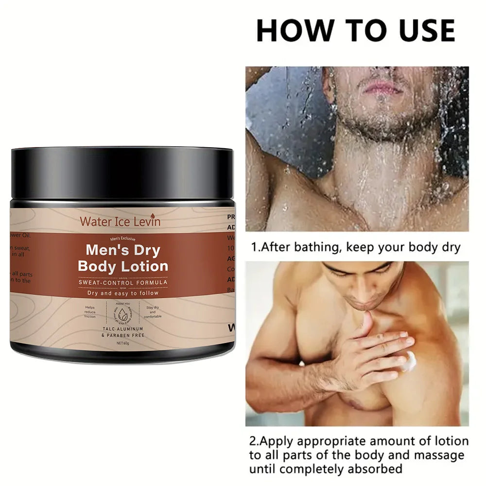 Water Ice Levin Men Dry Body Lotion Sweat Control Moisturizing Cream