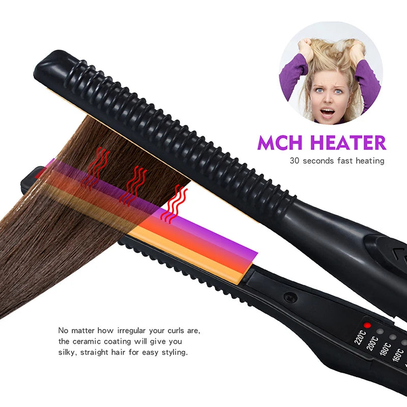 2-in-1 Ceramic Hair Straightener and Pencil Curler Iron - 6