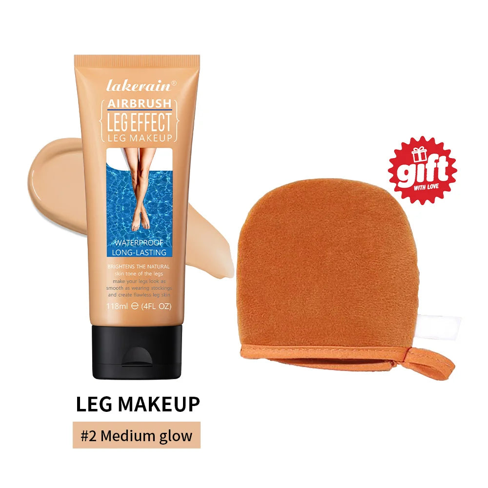 Waterproof Body Foundation and Leg Concealer with Applicator Glove