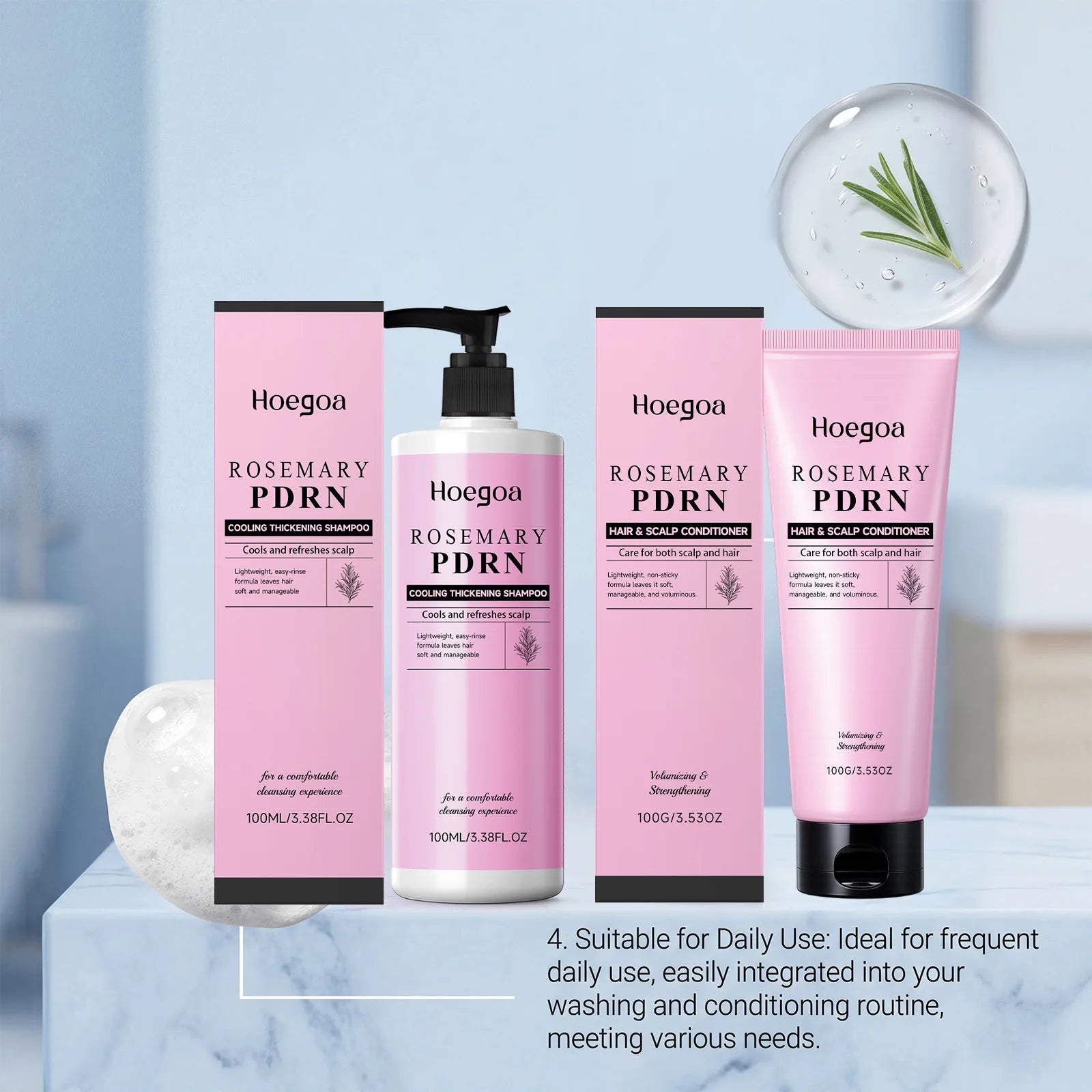 Rosemary PDRN Hair Thickening Shampoo and Conditioner Set