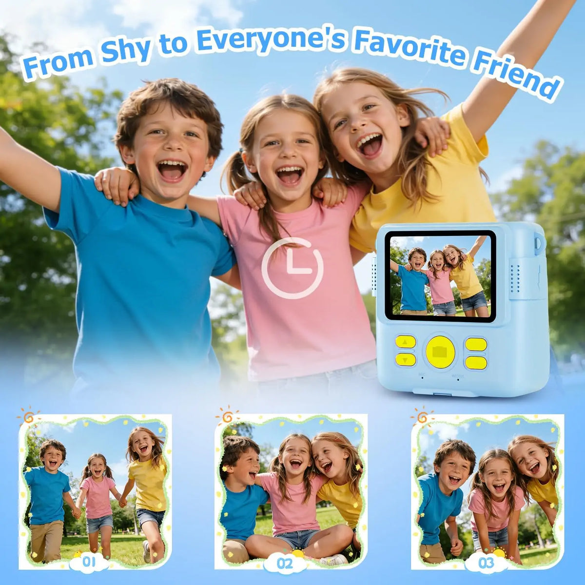 Instant Print Camera for Kids with Video and Digital Zoom