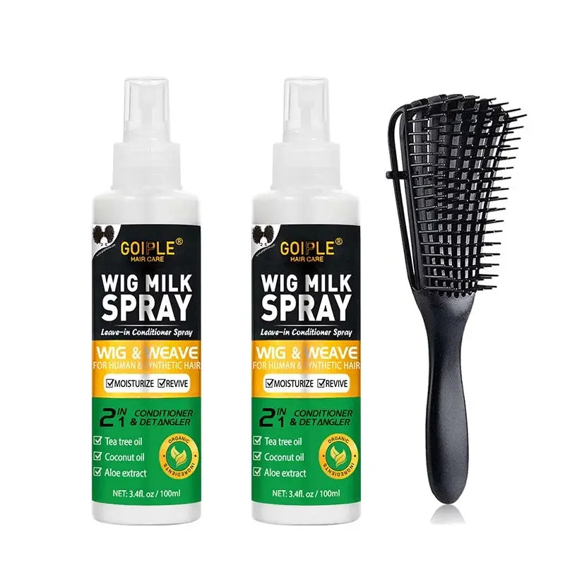 Goiple Wig Milk Spray Conditioner and Detangling Octopus Brush Set