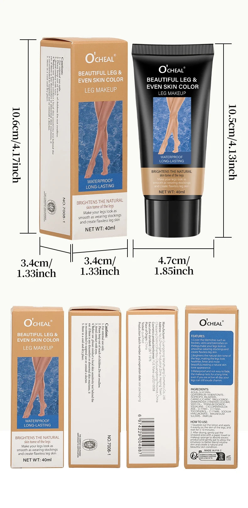 O'CHEAL Leg Makeup Concealer Waterproof Airbrush Finish Foundation - 19
