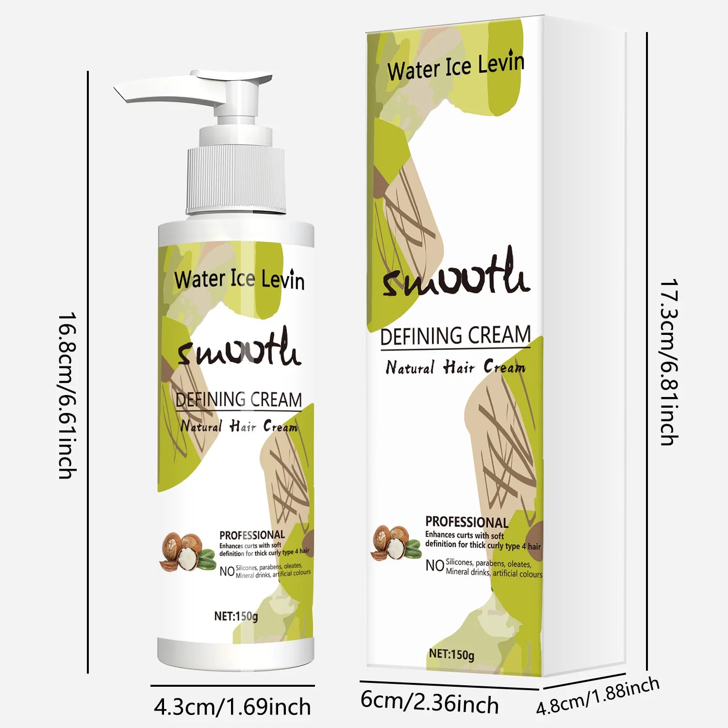 Water Ice Levin Curling Cream Anti Frizz Hair Defining Styling Lotion - 14