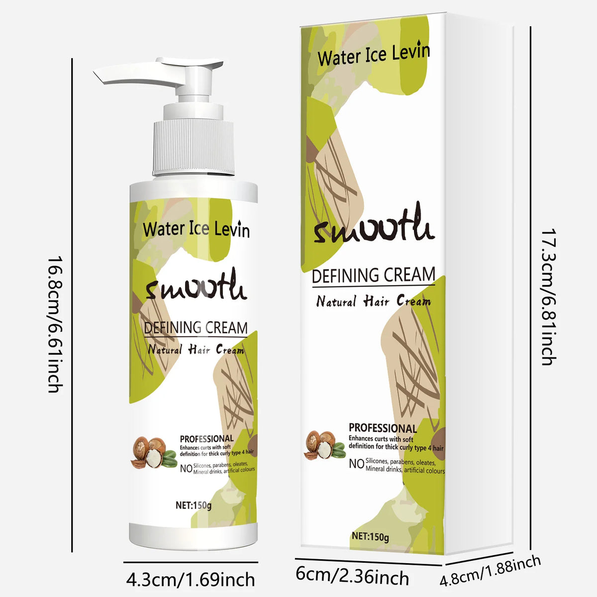 Water Ice Levin Curling Cream Anti Frizz Hair Defining Styling Lotion
