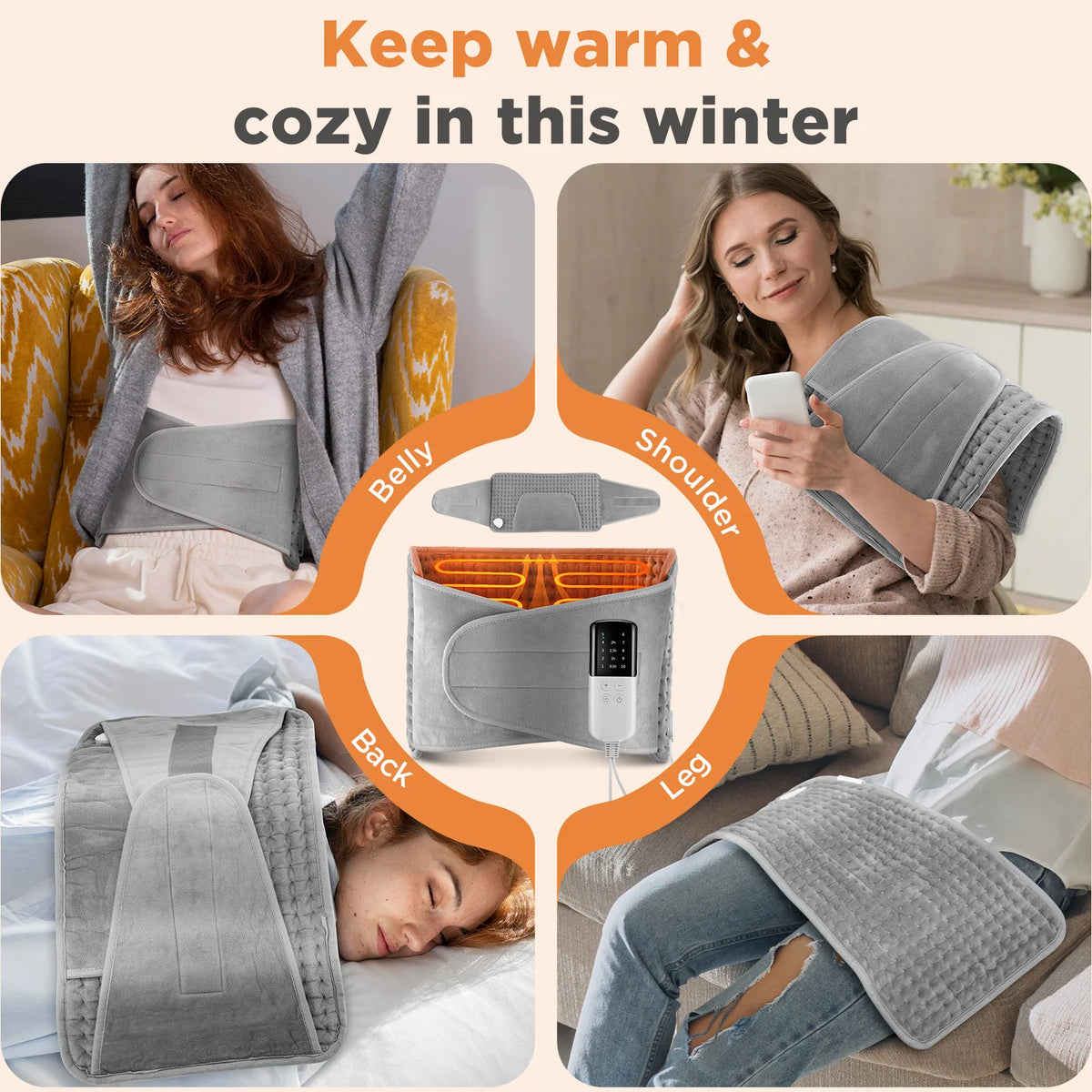 Electric Heated Waist Wrap with Hand Pockets