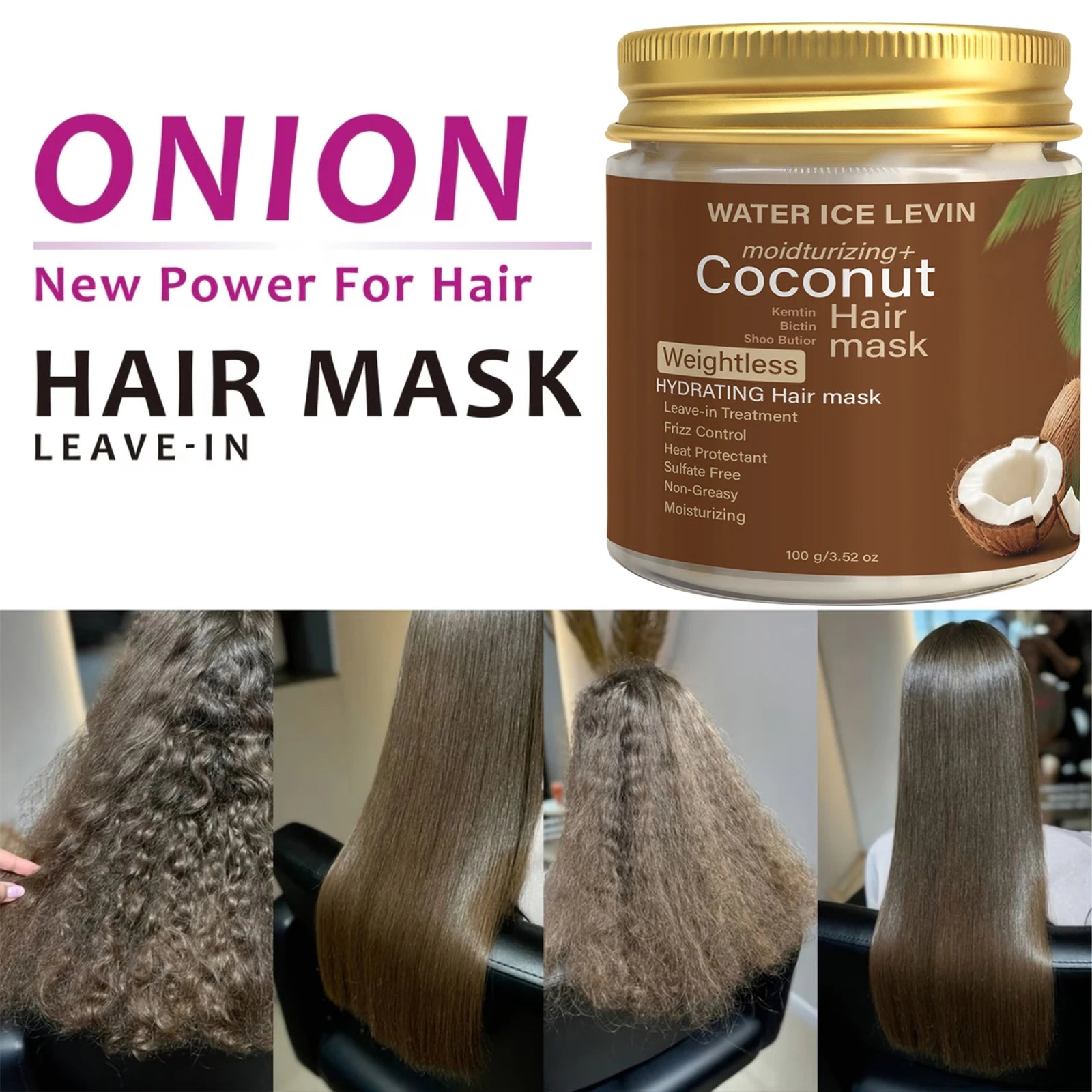 Coconut Oil Hair Mask Moisturizing Heat Protectant Treatment 100g - 8