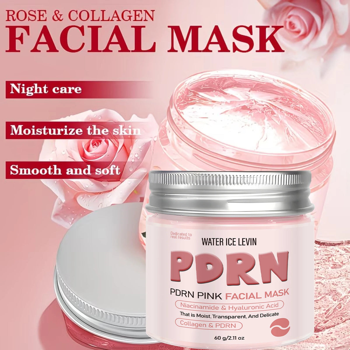 Water Ice Levin PDRN Pink Facial Mask Collagen Hyaluronic Acid Firming