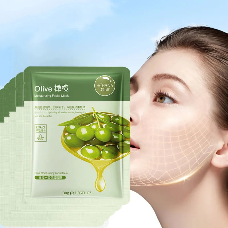 Olive Moisturizing Facial Mask 5 Pack Hydrating Skin Care Treatment - 2
