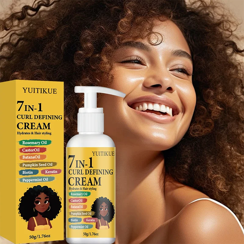 7 in 1 Curl Defining Hair Styling Cream with Rosemary and Castor Oil 50g