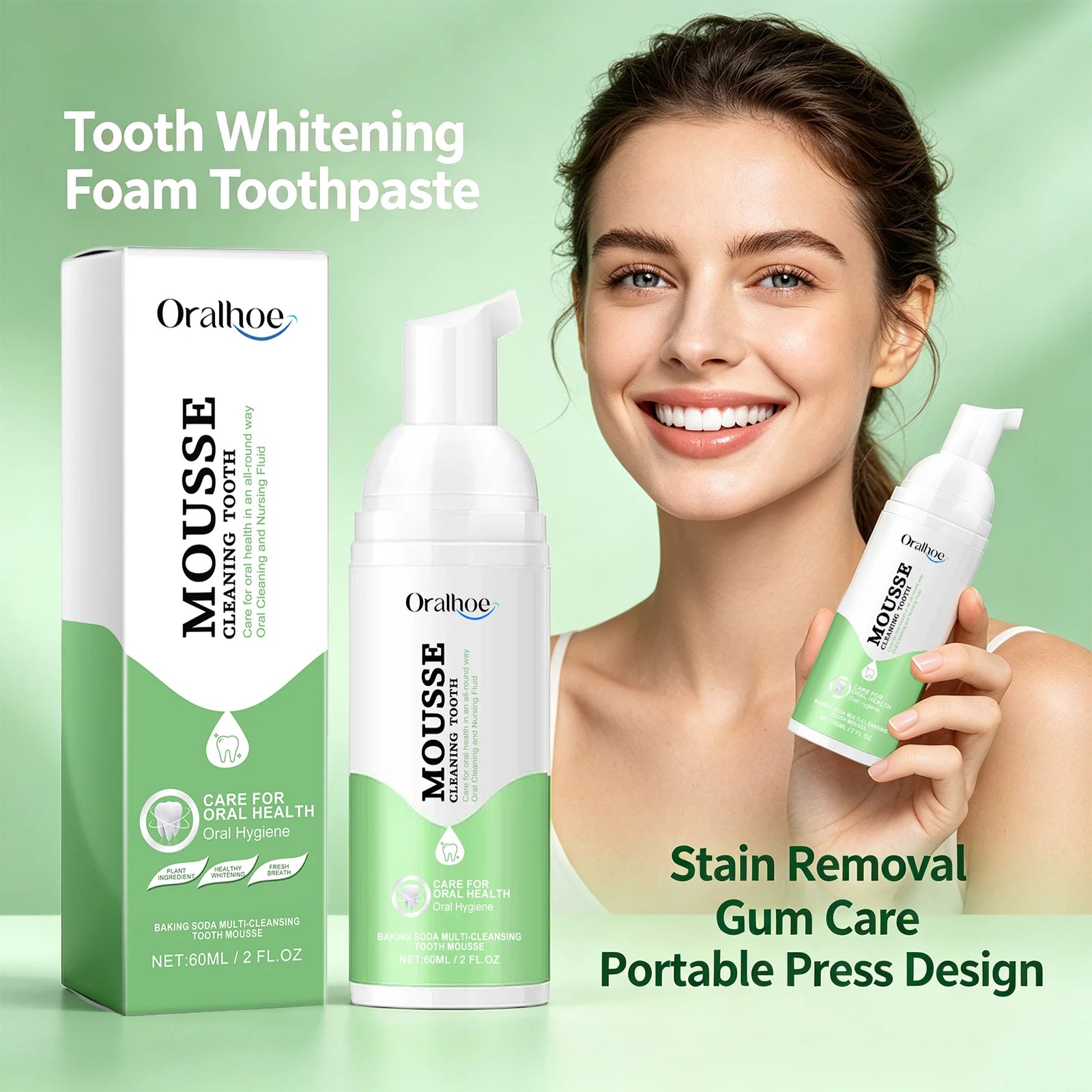 Whitening Foaming Toothpaste for Stain Removal and Fresh Breath - 2