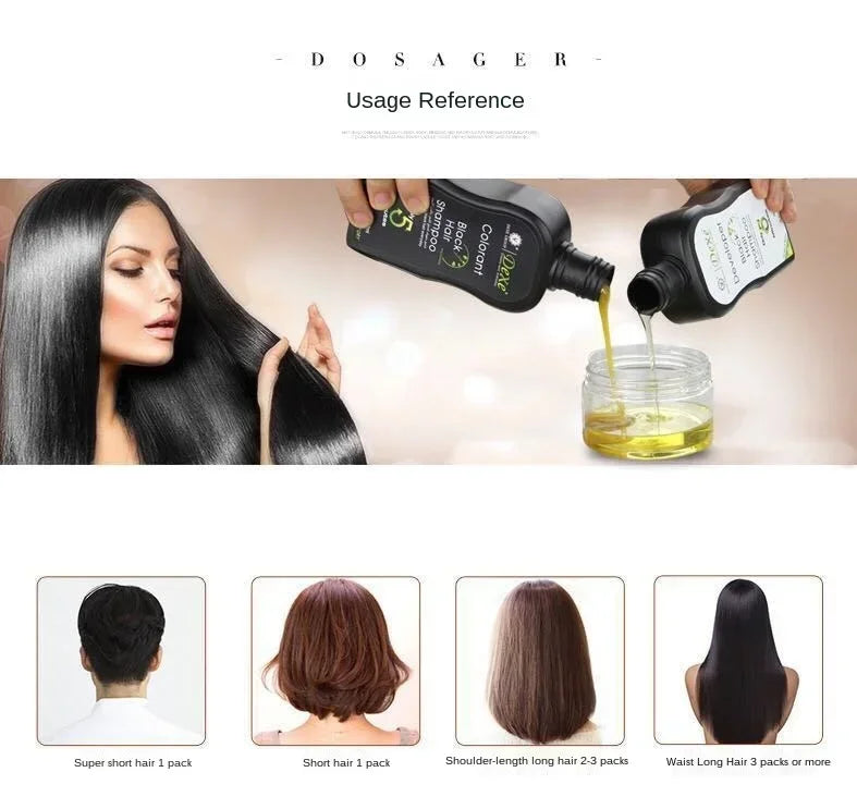 Dexe Black Hair Dye Shampoo Instant Natural Color Restorer 400ml