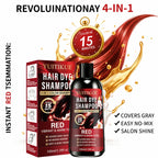 YUITIKUE 4-in-1 Red Hair Dye Shampoo Fast Grey Coverage 100ml