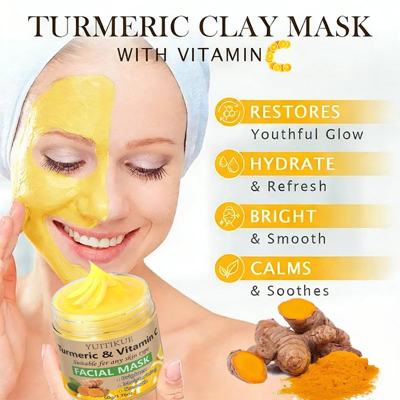YUITIKUE Turmeric and Vitamin C Facial Mask Brightening Clay Treatment