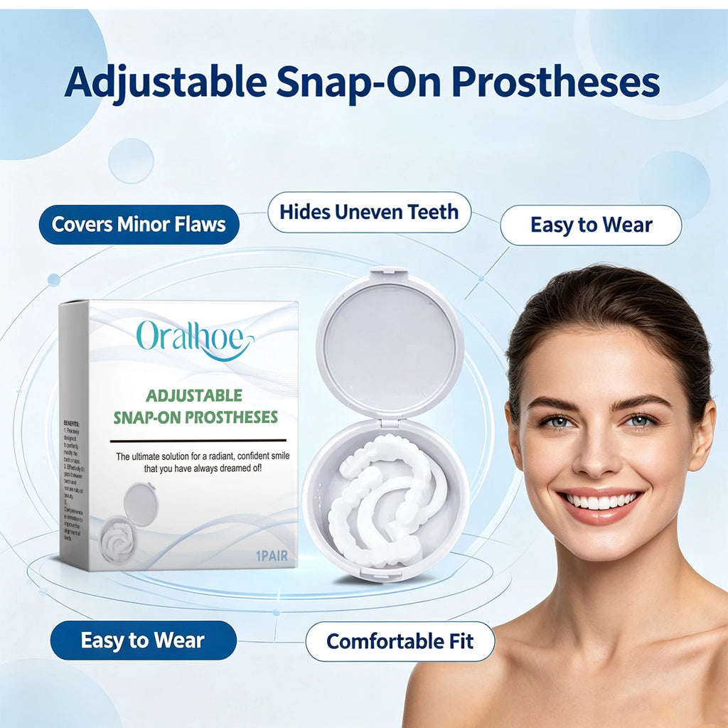 Adjustable Snap-On Smile Veneers for Teeth Gaps and Stains