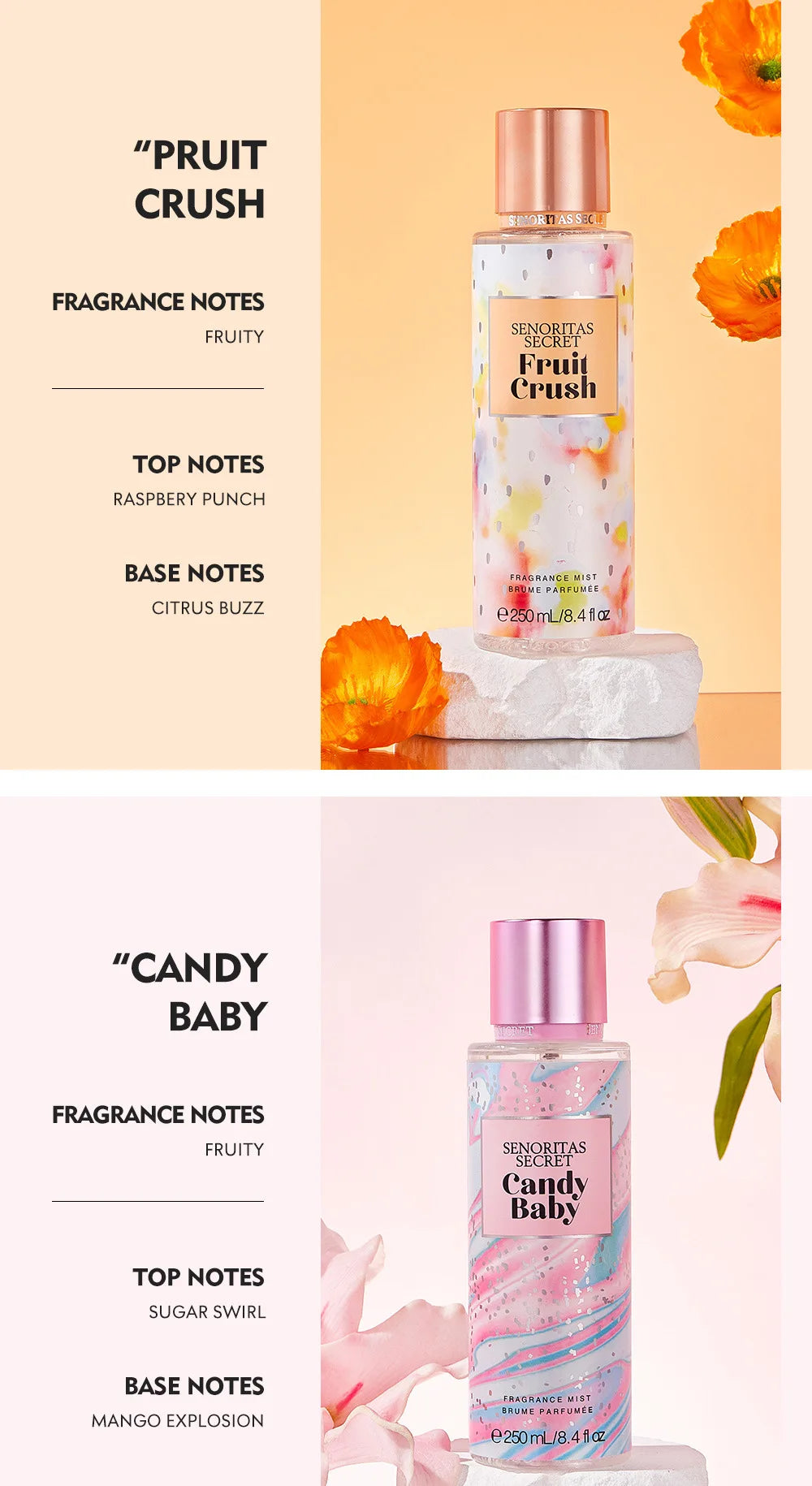 Floral Fruit Fragrance Mist Women Body Spray Vanilla Scent 250ml - 22