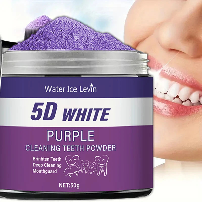 Purple Teeth Whitening Powder 50g Deep Cleaning Stain Removal - 7