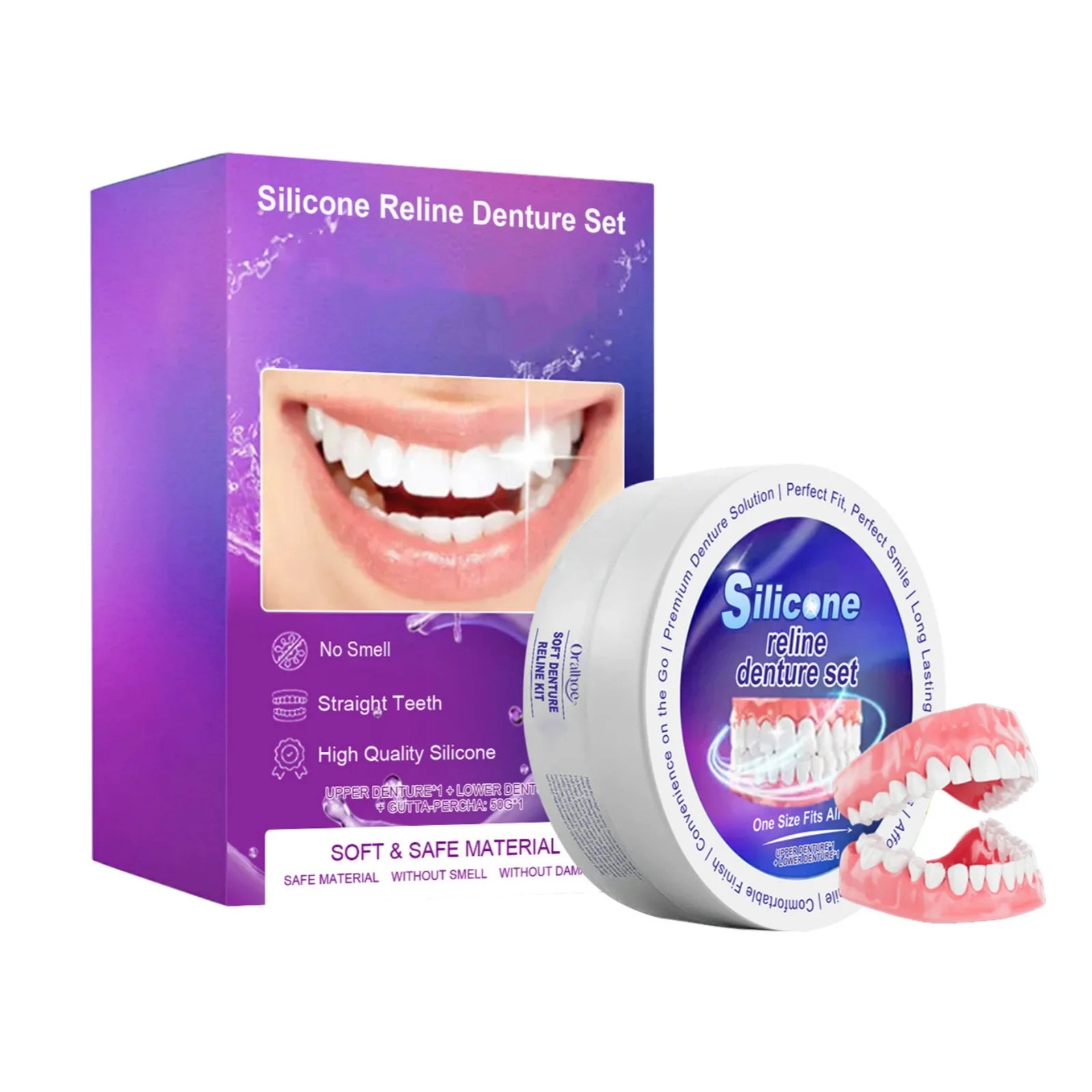 Temporary Silicone Denture Reliner Kit for Comfort Fit - 1
