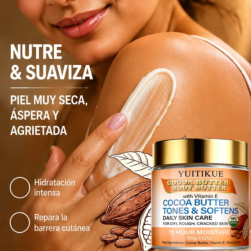YUITIKUE Cocoa and Shea Butter Body Cream for Dry Cracked Skin