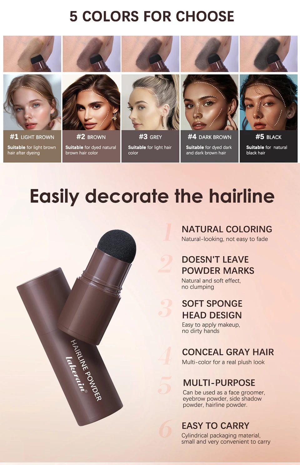 Waterproof Hairline Shadow Powder for Root Concealing