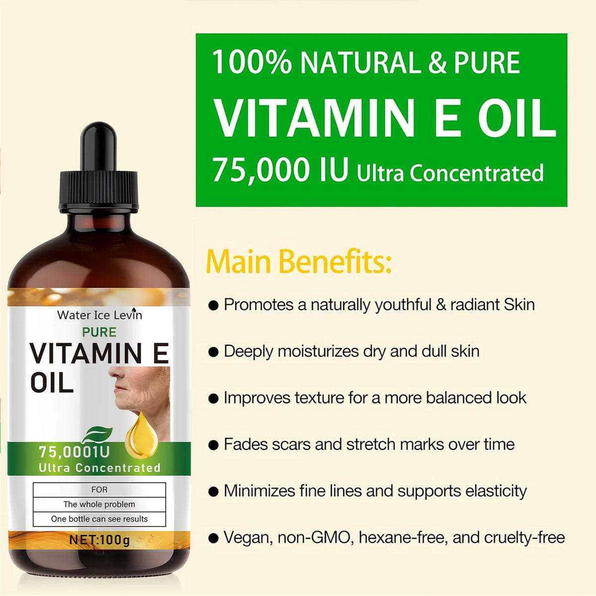 Natural Vitamin E Oil Moisturizing Skin Care Serum for Face and Body
