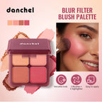 4-Color Matte Pigmented Blush Palette with Brush